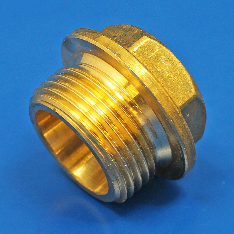 Brass drain plug with collar/flange - 1/8 to 1" BSPP male