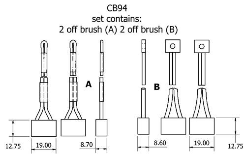 Dynamo and starter brush sets