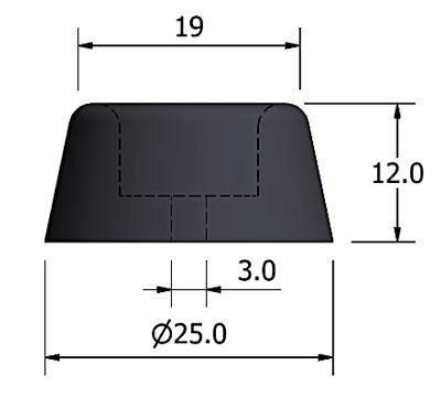 Rubber buffer and stop - 25mm diameter x 13mm high