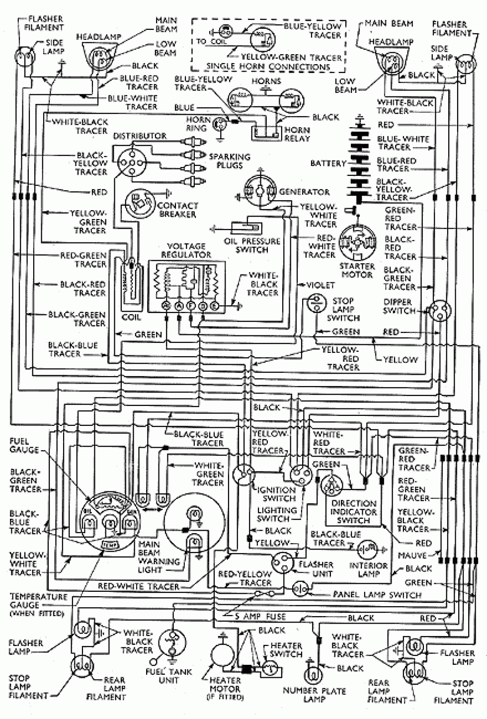 138: wiring diagram 100E Anglia, Prefect DeLuxe, Escort ... classic wiring diagram 