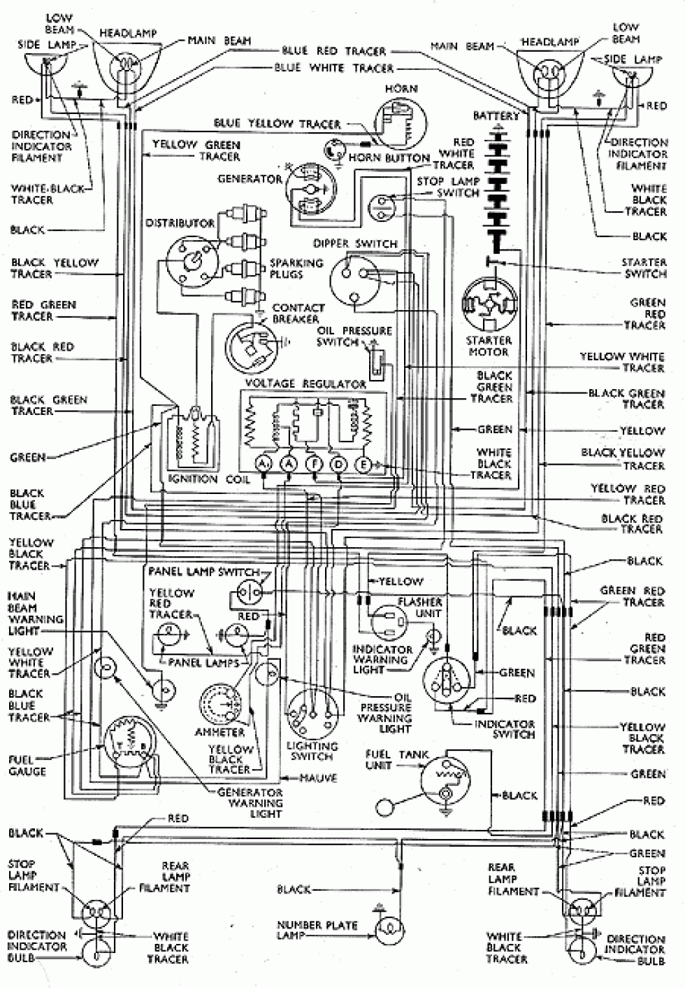 141: wiring diagram Thames 300E van after Febuary 1955 | Small Ford Spares