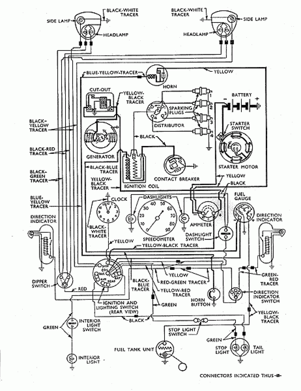 130: wiring diagram Prefect 3 brush dynamo pre 1945 | Small Ford Spares