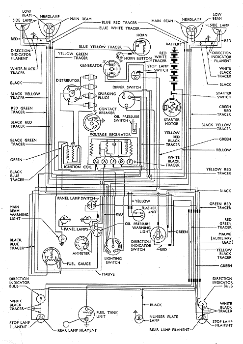 134: wiring diagram 100E Anglia prior Febuary 1955 | Small ... 1957 jeep 3 wire turn signal diagram 