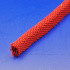 Red woven cloth covered edge trim