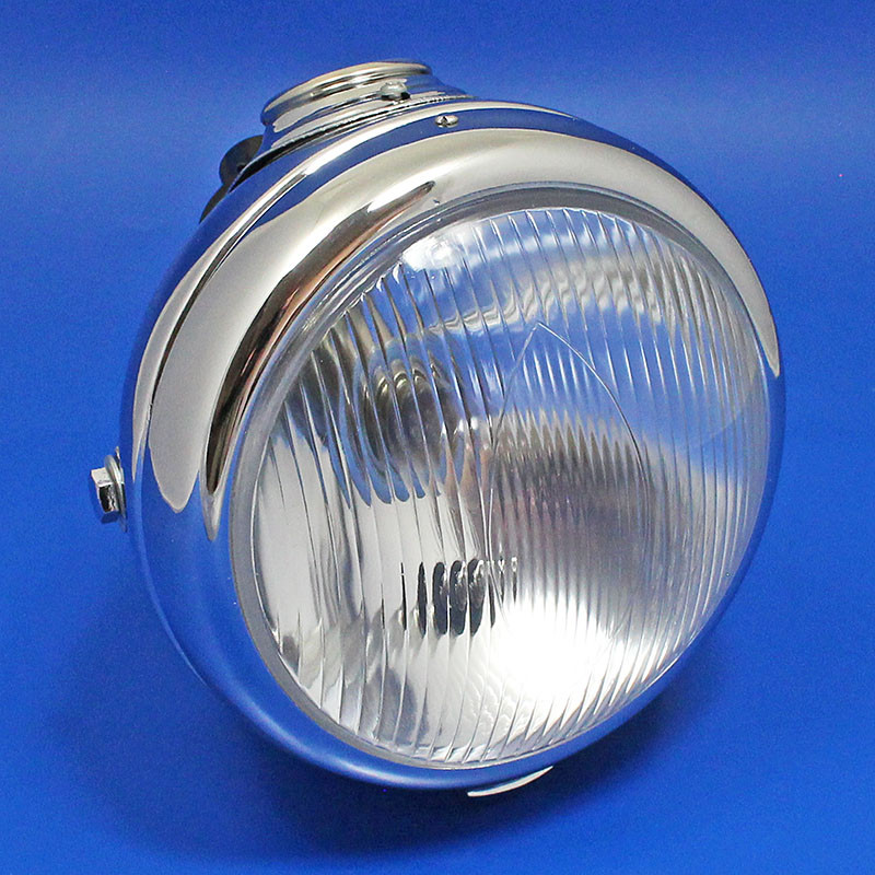 Complete headlamp unit equivalent to Lucas MU42 - Chrome