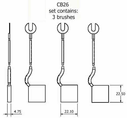 Dynamo and starter brush sets - CB26 dynamo brush set