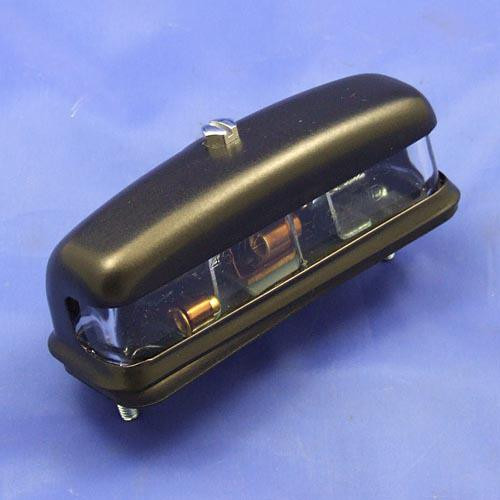 Number plate lamp - Equivalent to Lucas L467 type - Black coated steel cover