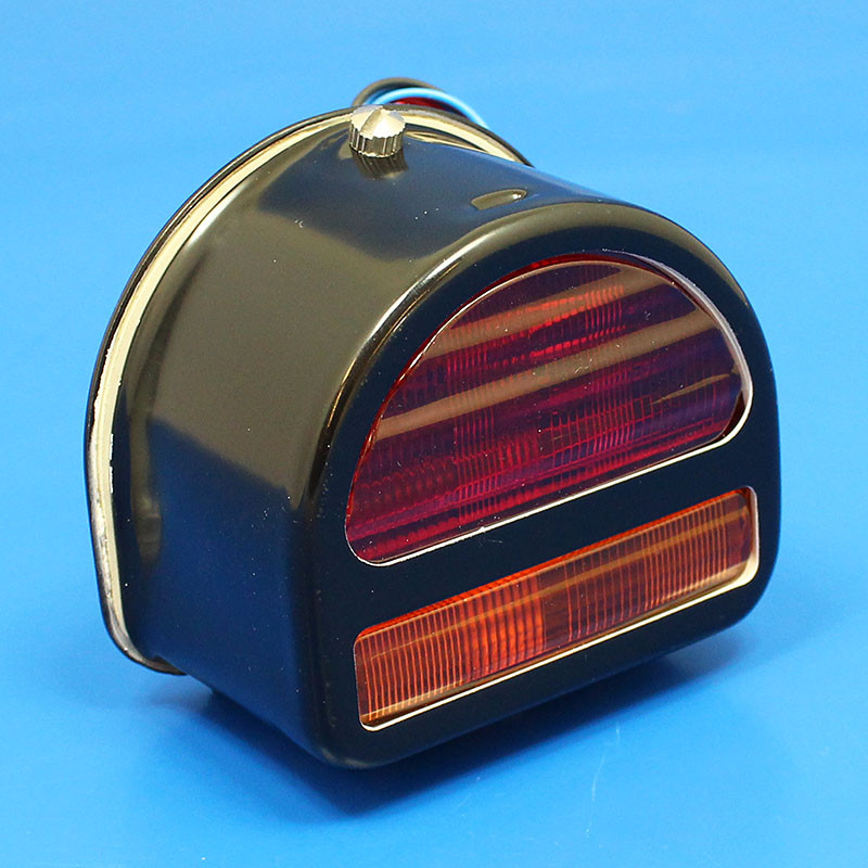 Rear 'D' lamp (equivalent to the Lucas ST51 lamp with split lens) with INDICATOR conversion - Black finish