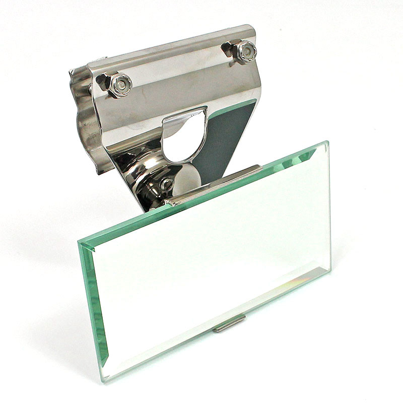 Interior rear view mirror - Top rail mounting, bevelled glass, stainless bracket