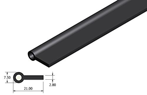 Rubber extrusion - Hollow, 7.5mm diameter bead with central flap