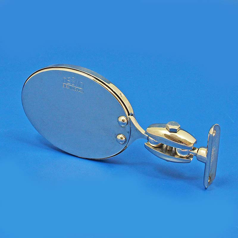 Oval rear view mirror - Equivalent to Desmo 263 model, stamped Desmo - Nickel plated