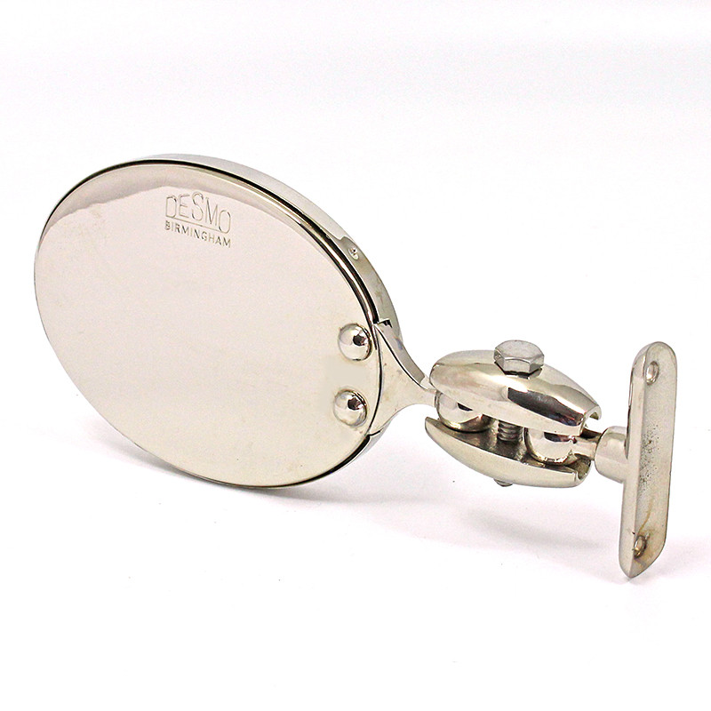 Oval rear view mirror - Equivalent to Desmo 263 model, stamped Desmo - Nickel plated