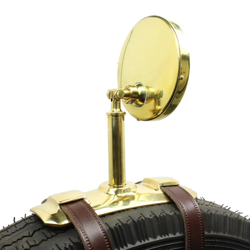Rear view mirror - Wheel mounted, twin strap - Polished brass