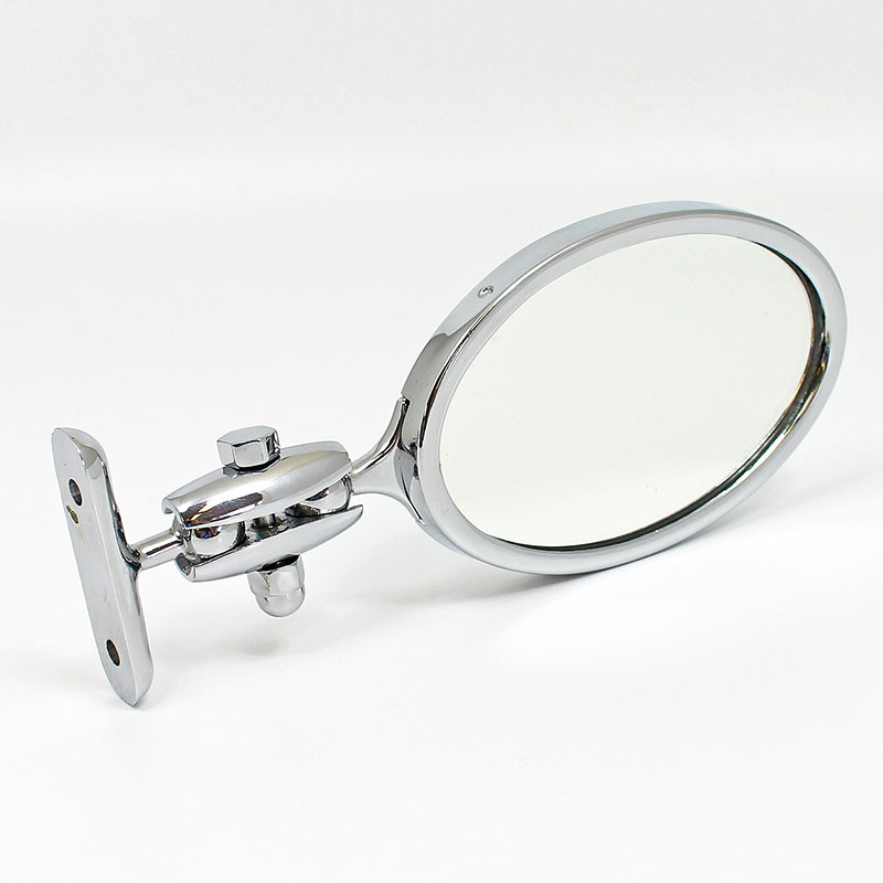 Long oval rear view mirror - FLAT glass, diamond shaped mount on rear