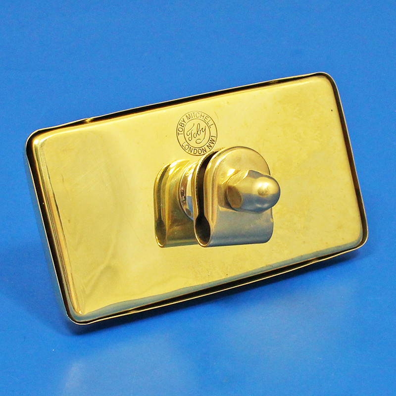 Rectangular rear view mirror - 118mm x 67mm, TOBY branded - Polished Brass with CONVEX glass, TOBY stamped