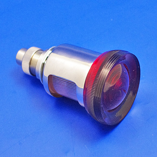 Vintage rear lamp - Equivalent to Lucas L582 type with legal, larger plastic lens - Nickel body with red main lens and clear side lens