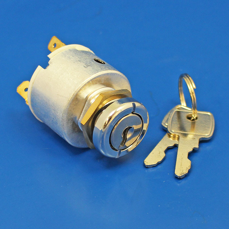 Ignition switch, panel mounted - 3 key position, OFF/IGN/START, equivalent to Lucas 31973