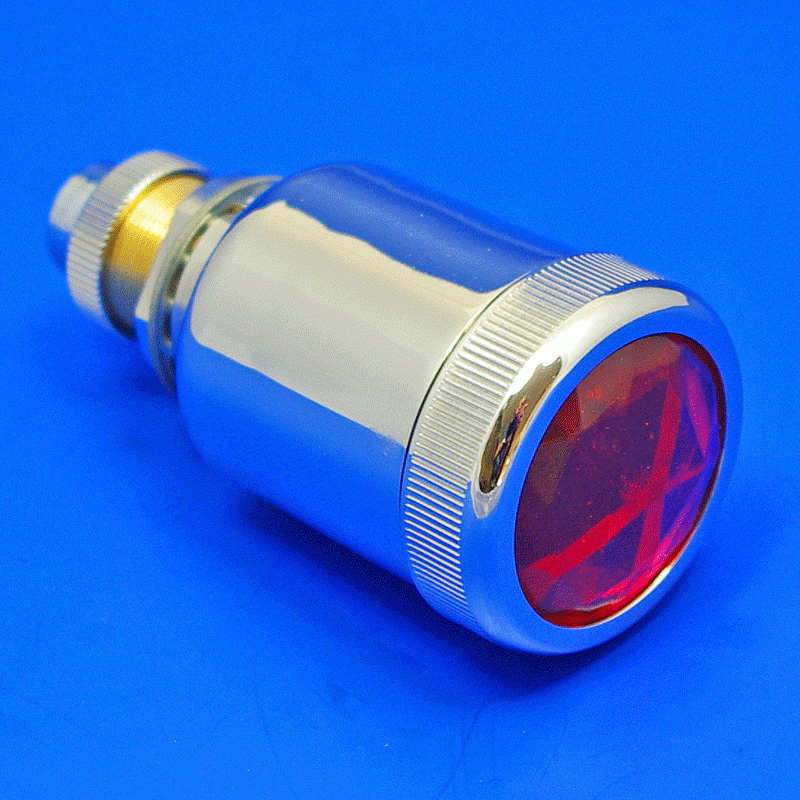 Rear lamp equivalent to Lucas L582 model with glass prismatic lens - Indicator - Nickel body and rim, amber lens
