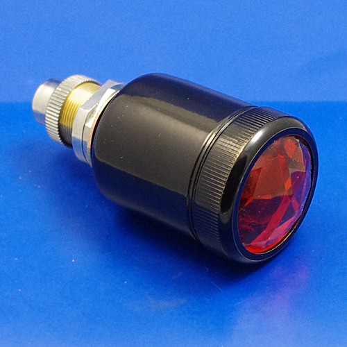 Rear lamp equivalent to Lucas L582 model with glass prismatic lens - Indicator - Black body and rim, amber lens