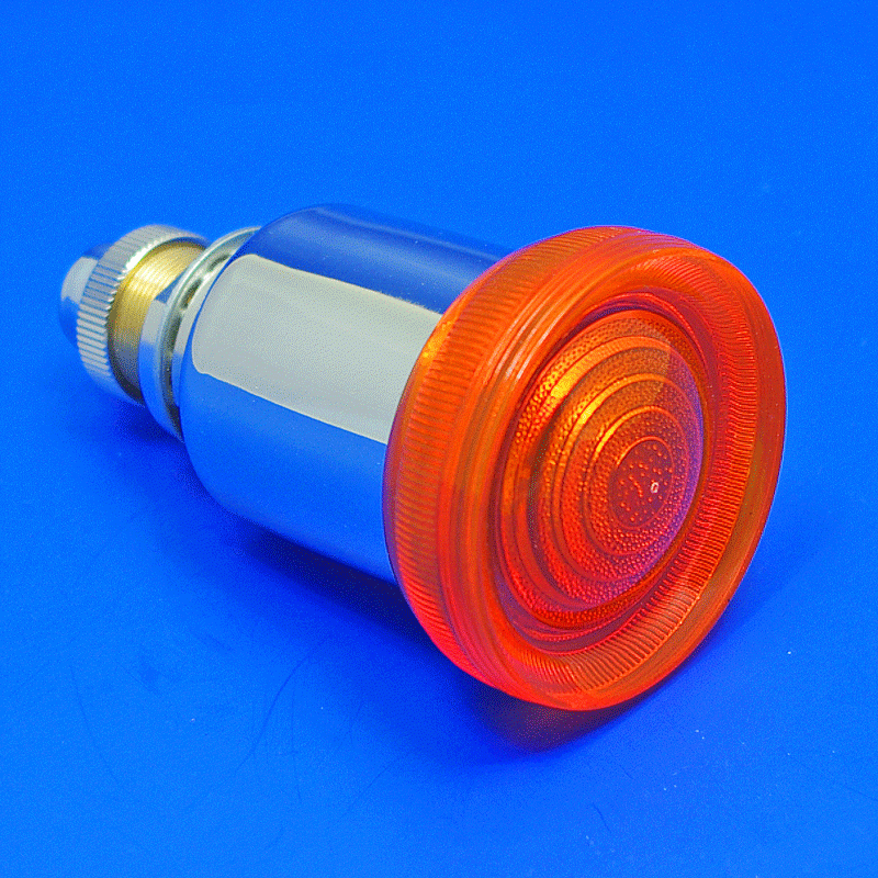 Indicator Lamp equivalent to Lucas type 582 - Nickel body, amber plastic lens