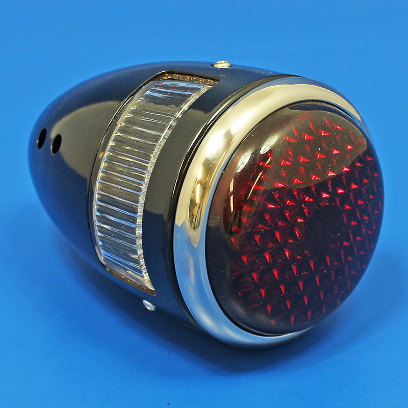 Tail lamp assembly - Gloss black boby, stainless steel rim, with side lens