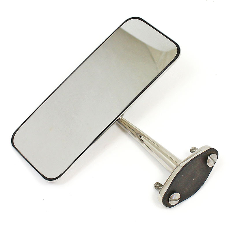 Interior rear view mirror - Large, stainless steel, angled mounting arm