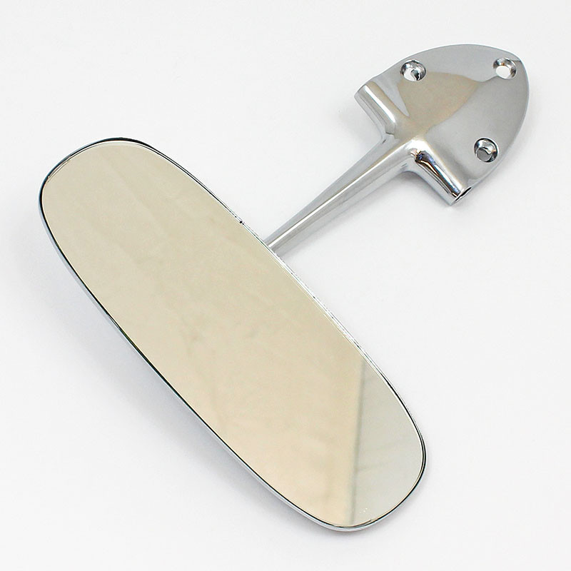 Classic interior rear view mirror - Stanless steel, offset arm, 'shield' bracket
