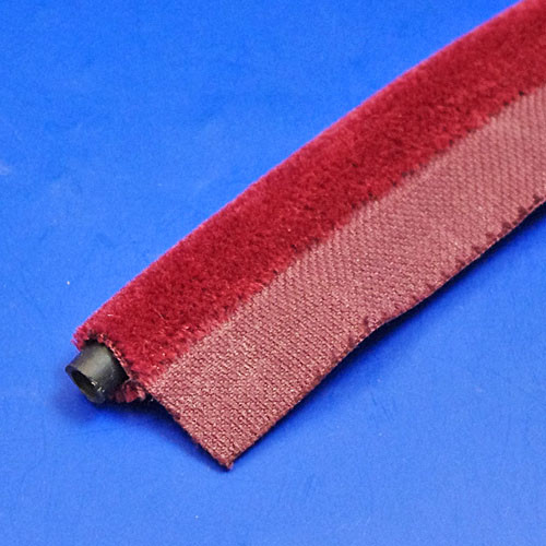 Furflex draught excluder - Tack on, plush moquette bead 15mm diameter - Burgundy Furflex