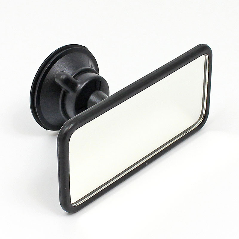 Suction rear view mirror - Small, black PLASTIC head