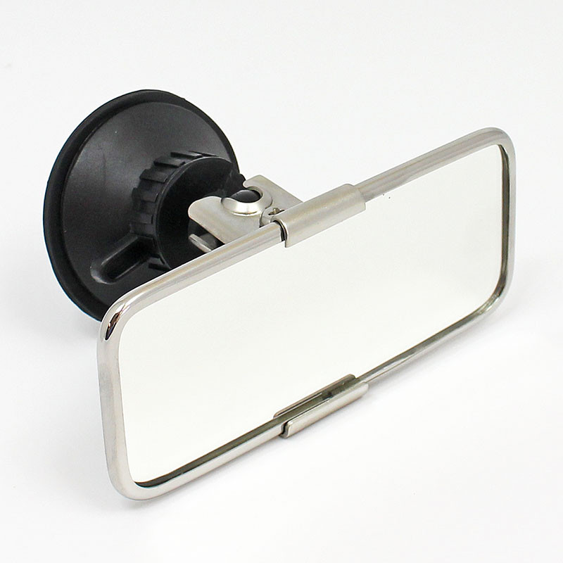 Suction rear view mirror - Small, stainless steel head