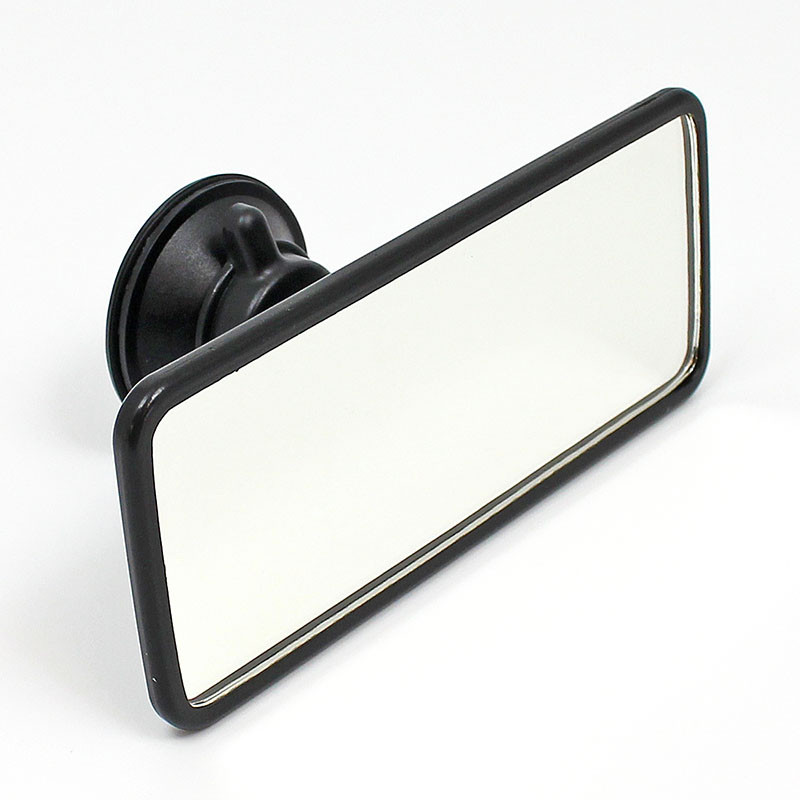 Suction rear view mirror - Large, black PLASTIC head