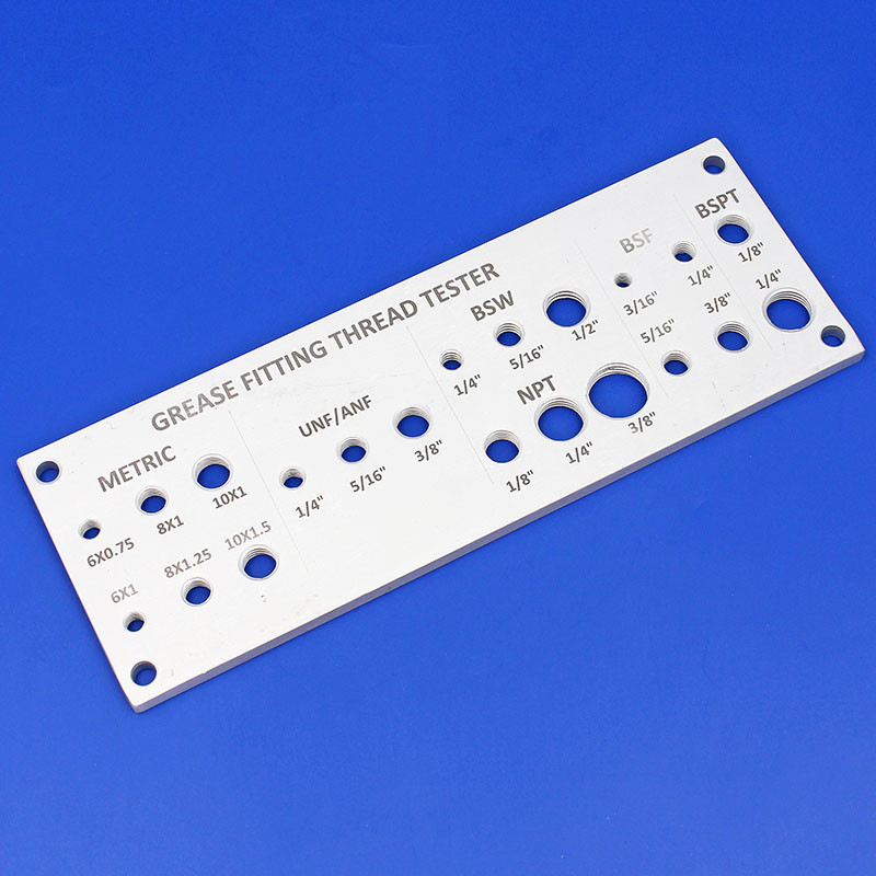 Alloy thread tester plate - Identify your grease nipple or oiler thread!