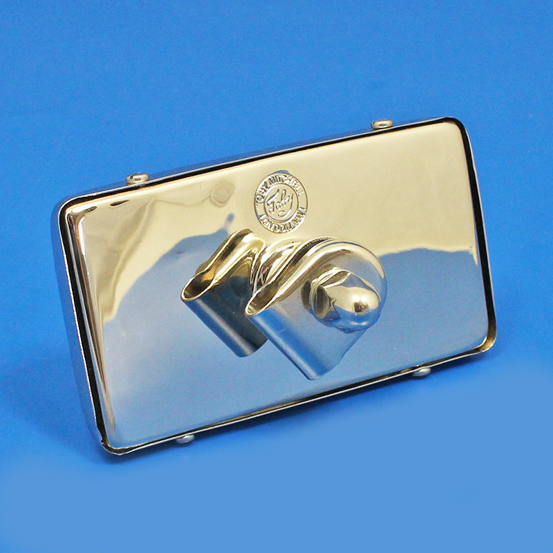 Rectangular rear view mirror - 118mm x 67mm, TOBY branded - Nickel Plated with FLAT glass, Toby brand