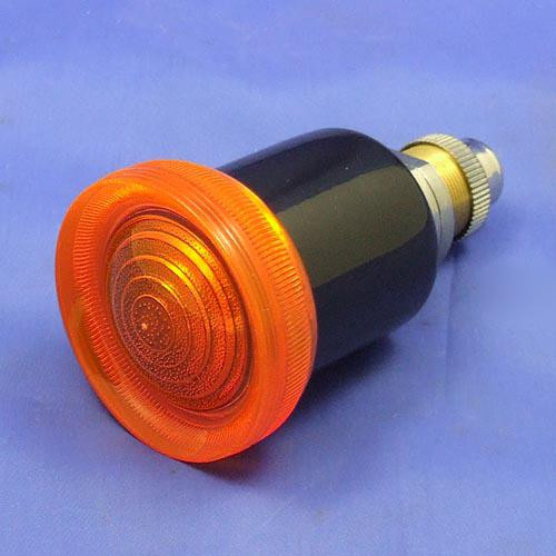 Indicator Lamp equivalent to Lucas type 582 - Black body, amber plastic lens