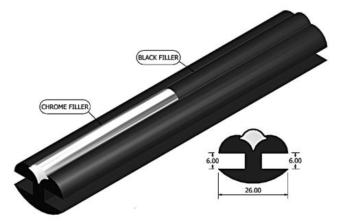 Rubber extrusion - Glazing strip - with chrome filler