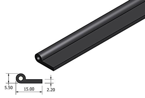 Rubber extrusion - Hollow, 5.5mm diameter tube with side flange