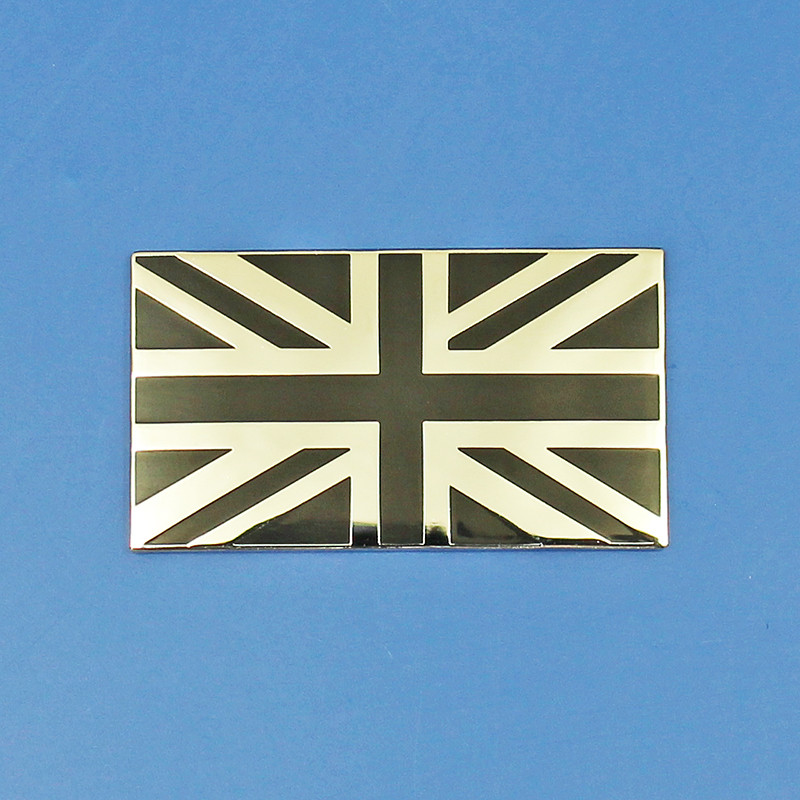 Black & White Union jack enamelled flag badge, self adhesive
