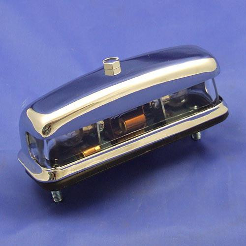 Number plate lamp - Equivalent to Lucas L467 type - Chrome plated steel cover